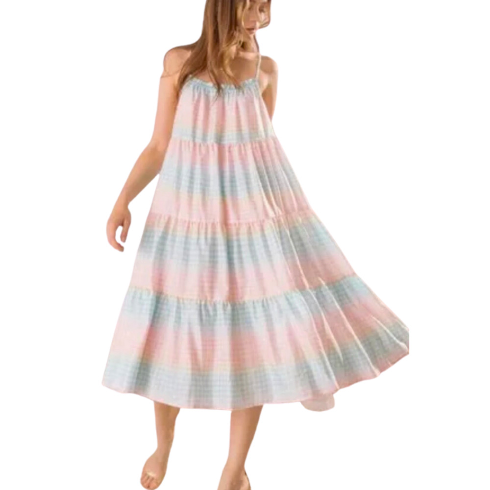 Storia Pastel Gingham Sack Dress Retro Small